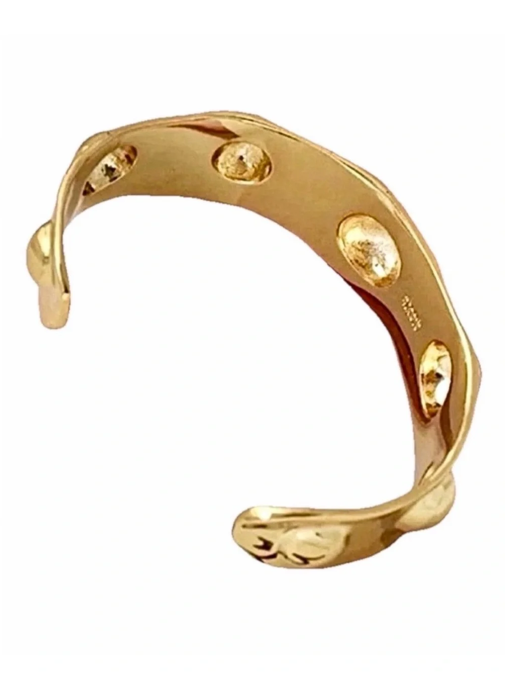 NEW Alexis Bittar Molten Liquid Gold Repoussé Raised Dot Cuff Bracelet JL19